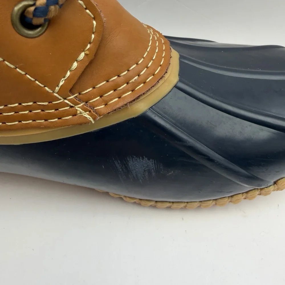 Land's End Women's Sz 8 Leather and Blue Rubber Duck Boots 502426‎